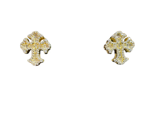 Sterling Silver Cross Stud Earring CZ Stone MPCZ335