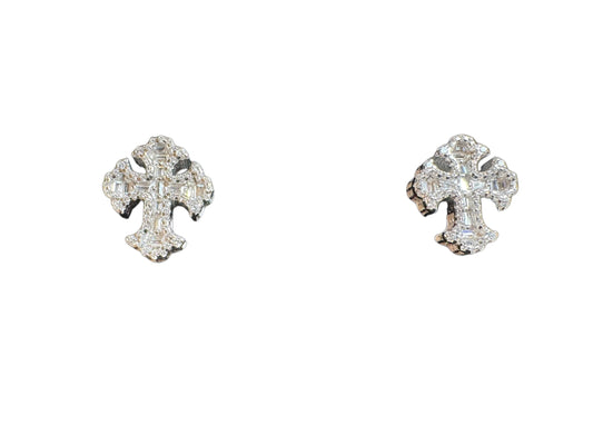 Sterling Silver Cross Stud Earring CZ Stone MPCZ335