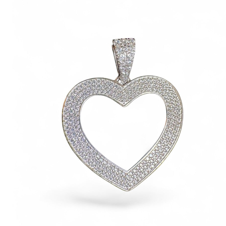 Sterling Silver Heart Shape Pendant CZ Stone MPCZ3367