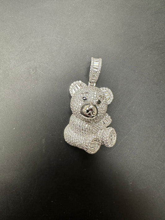Sterling Silver Bear Pendant CZ Stone MPCZ3369