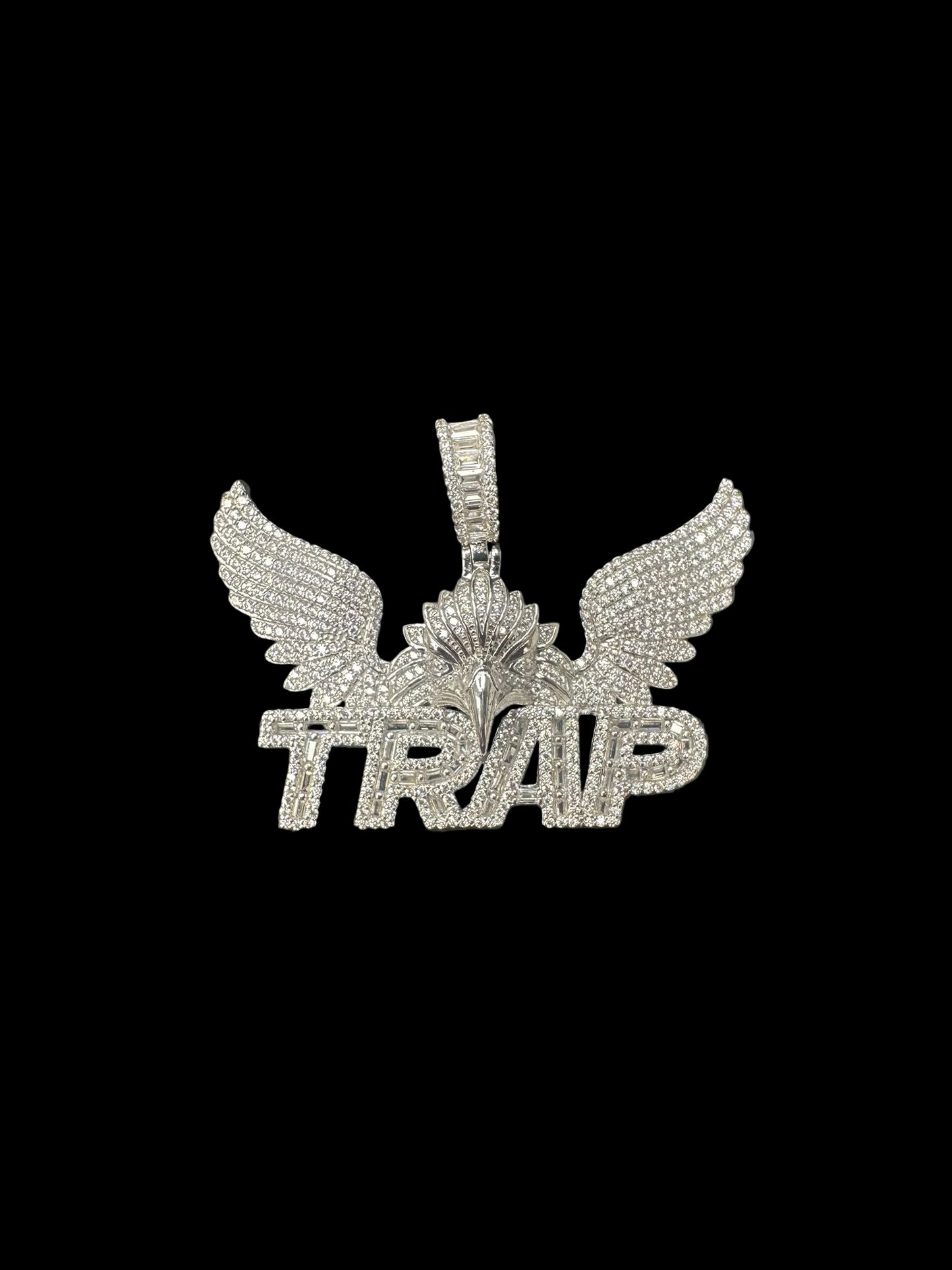 Sterling Silver Trap Pendant CZ Stone MPCZ3374