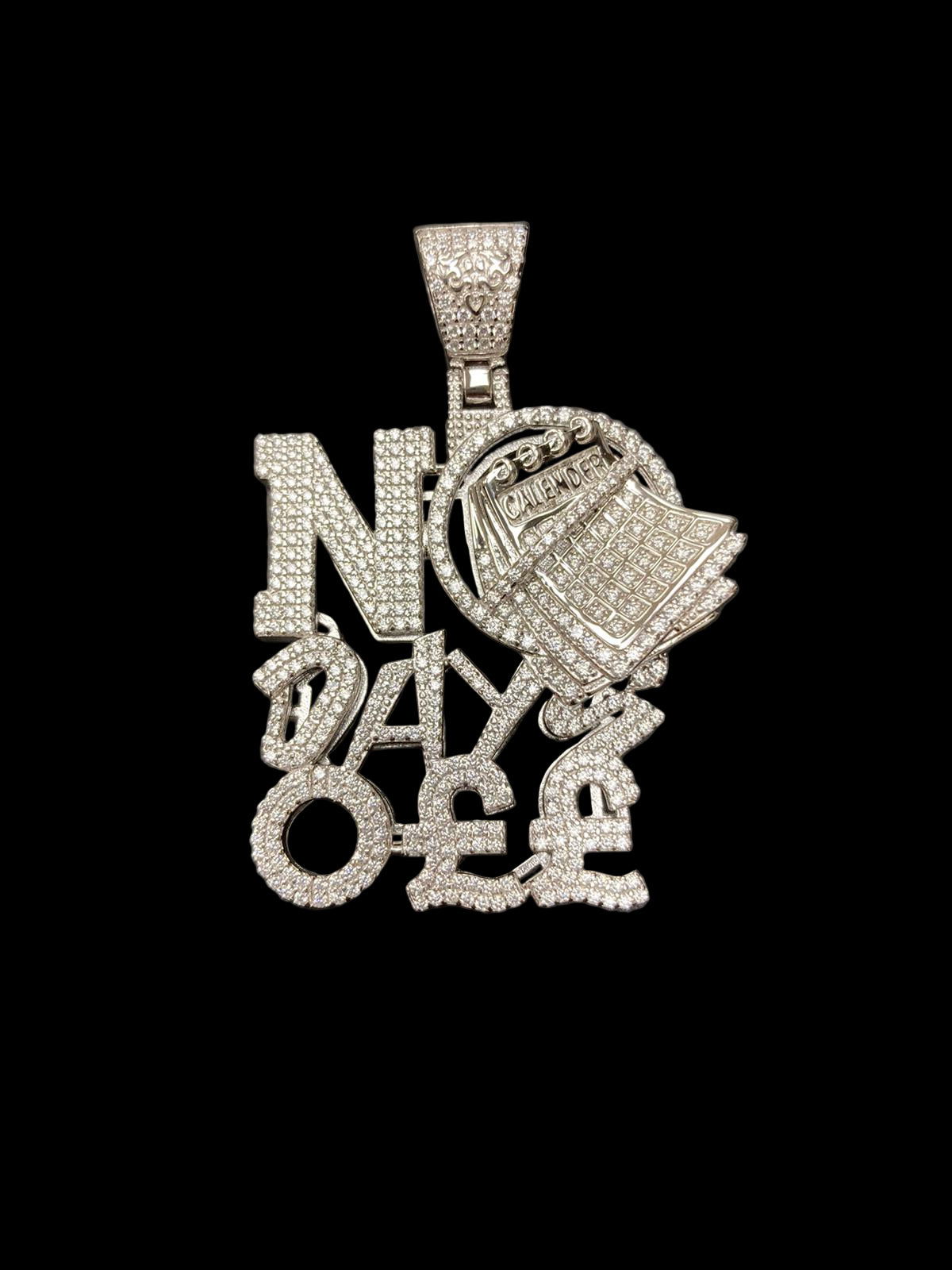 Sterling Silver No Day Off Pendant CZ Stone MPCZ3390