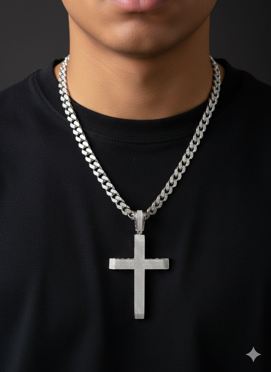 Sterling Silver Cross Pendant CZ Stone MPCZ8502