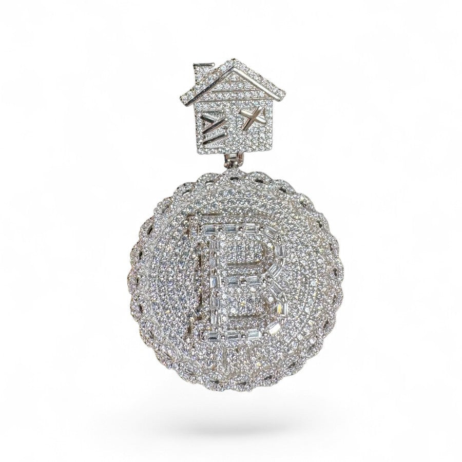 Sterling Silver Bitcoin Pendant CZ Stone MPCZ941