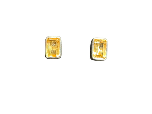 Sterling Silver Stud Earring Citrine Stone MPCZ3335