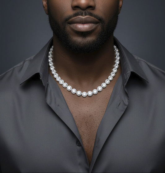 Round halo iced out chain