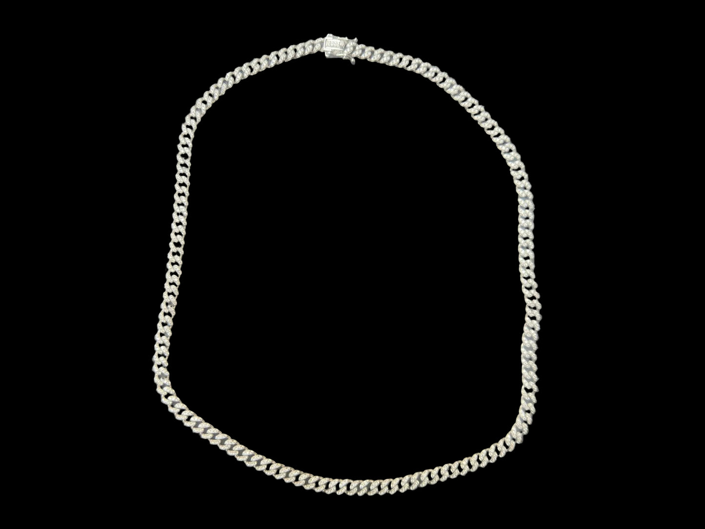 Sterling Silver Cz Iced Out Cuban Necklace NCZ012