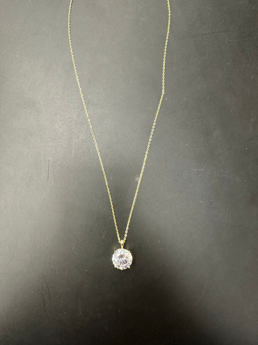 Sterling Silver Necklace CZ Round Stone NCZ013