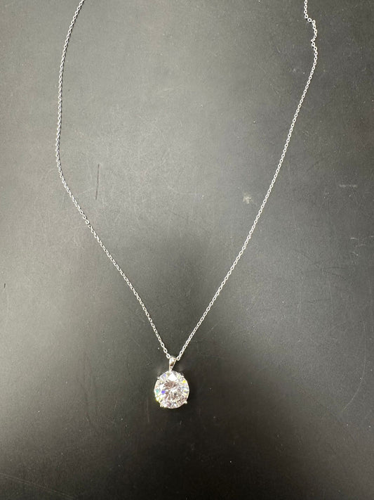 Sterling Silver Necklace CZ Round Stone NCZ013
