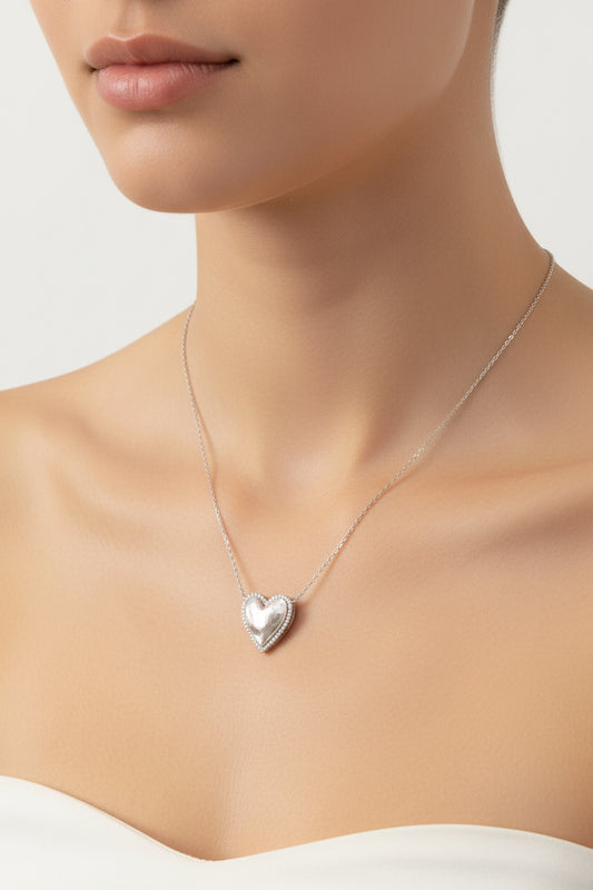 Sterling Silver Heart Shape Necklace NCZ0238