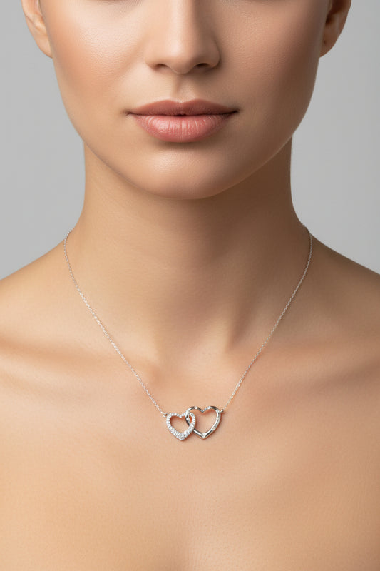 Sterling Silver Heart Shape Necklace CZ Stone NCZ0241