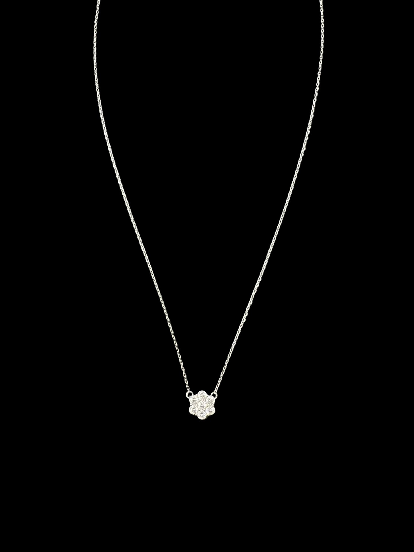 Sterling Silver Daisy Necklace CZ Stone NCZ0364101