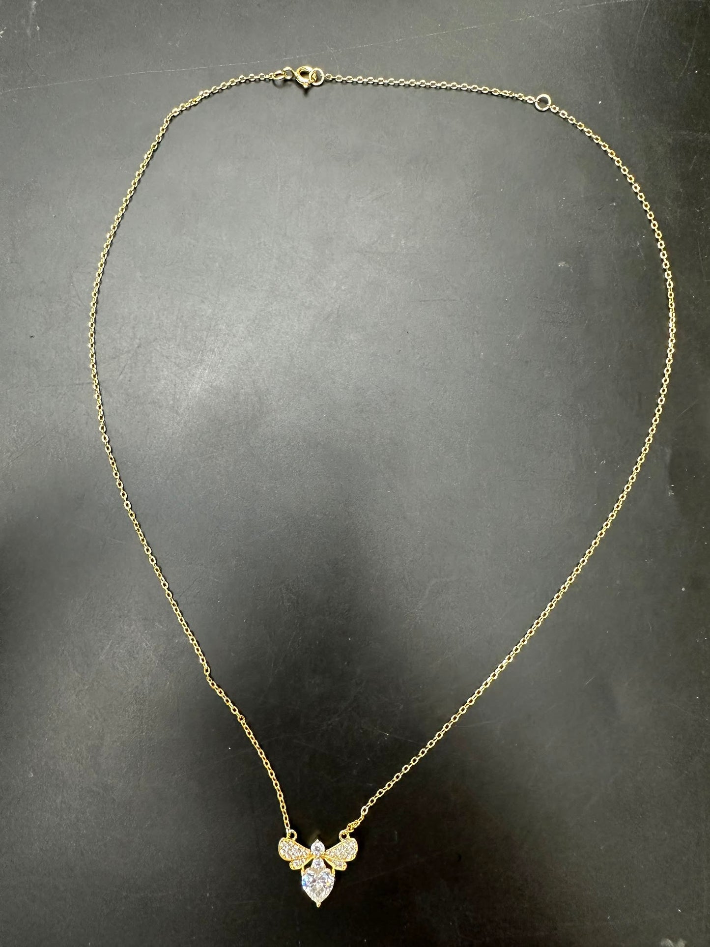 Sterling silver bee necklace NCZ0940 with a gold plated chain and detailed bee pendant.