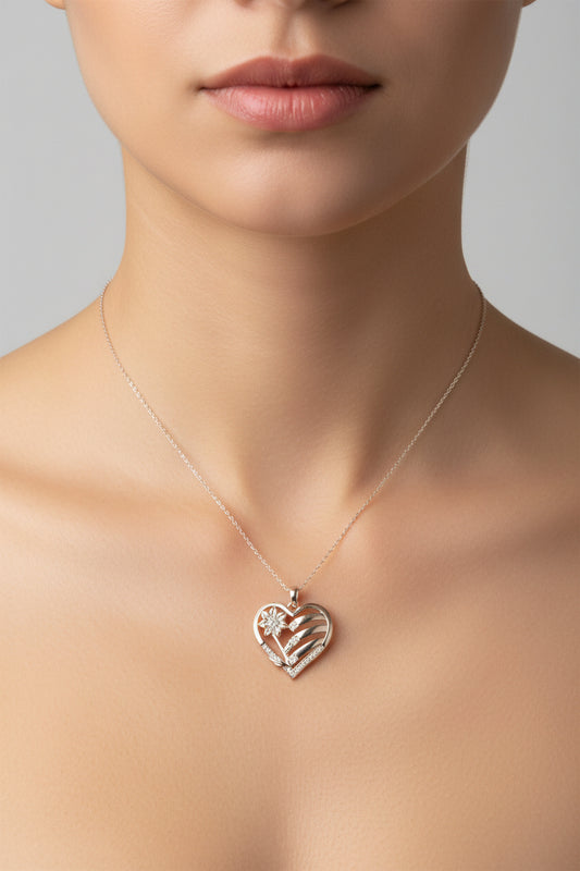 Sterling Silver Necklace CZ Stone NCZ100156