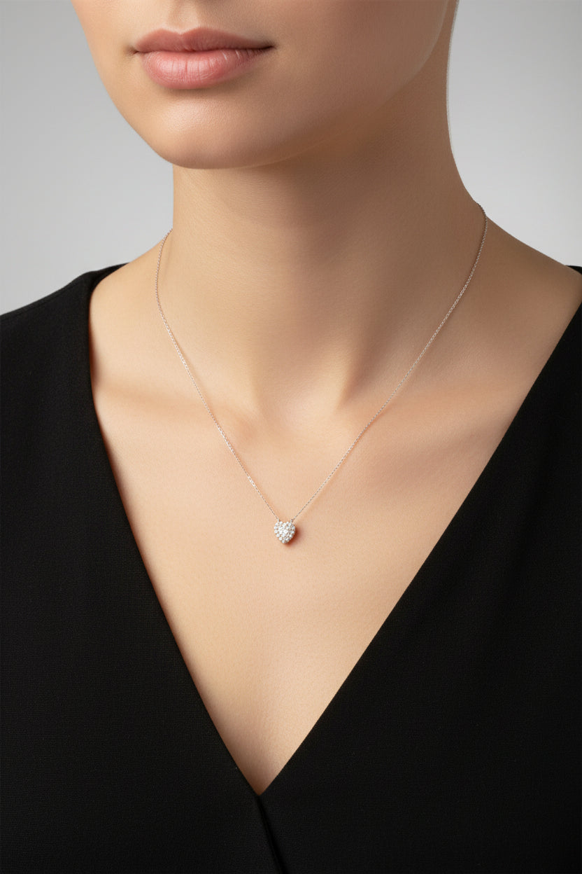 Sterling Silver Heart Shape Necklace NCZ10021