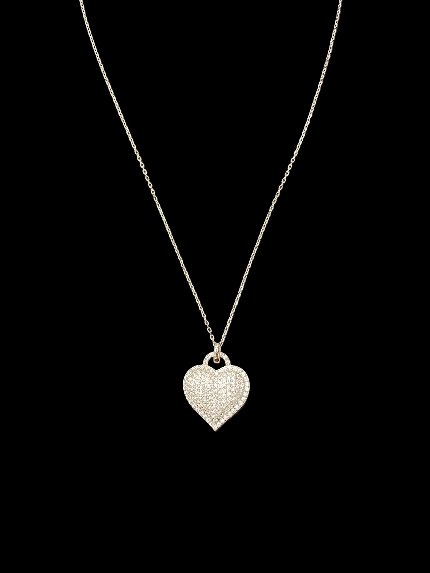 Sterling Silver Heart Shape Necklace CZ Stone NCZ10022