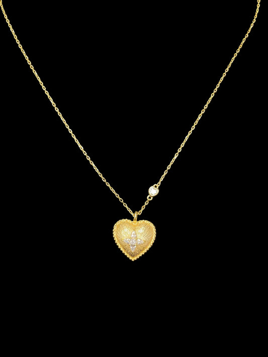 Sterling Silver Heart Shape Necklace CZ Stone NCZ10040