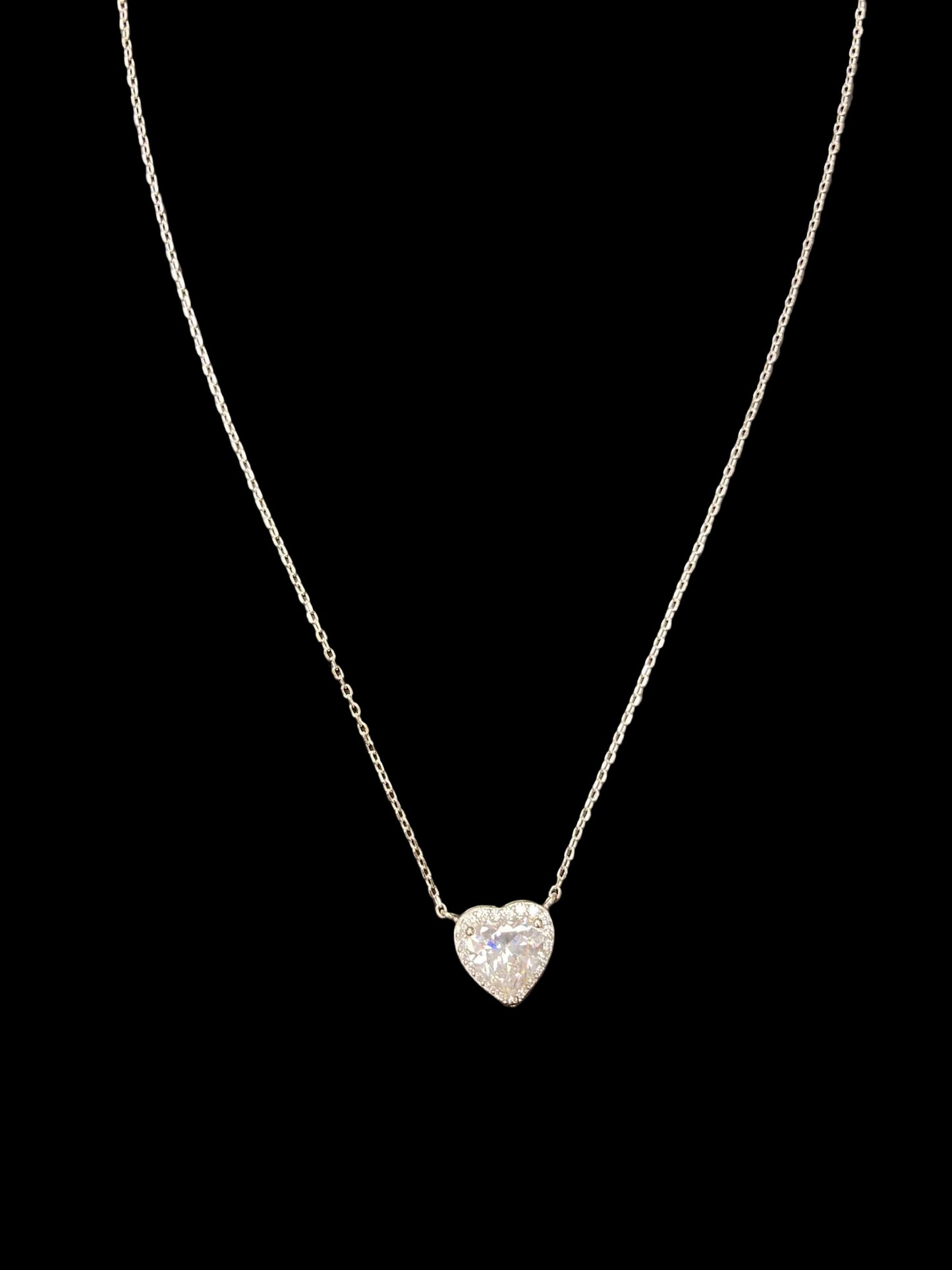 Sterling Silver Heart Shape Necklace CZ Stone NCZ10057