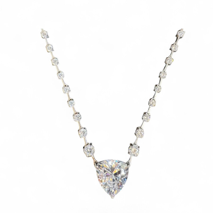 Sterling Silver 18" Necklace Heart Shape CZ Stone NCZ10091