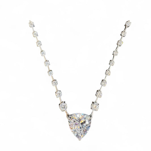 Sterling Silver 18" Necklace Heart Shape CZ Stone NCZ10091