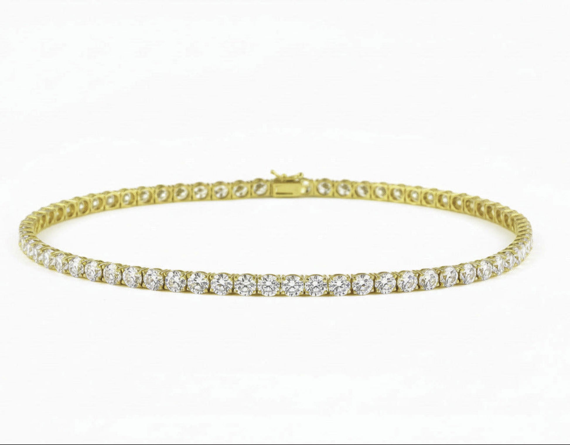 Gold on Silver tennis necklace with clear stones 