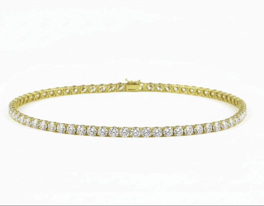 Gold on Silver tennis necklace with clear stones 