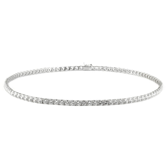 Sterling Silver Tennis Necklace Round Claw Set NCZ106