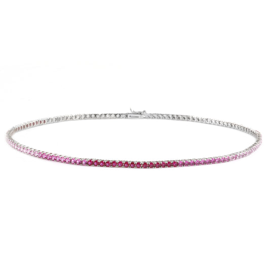 Sterling Silver 17" Tennis Necklace Pink-White 3 MM CZ Stone NCZ106PW