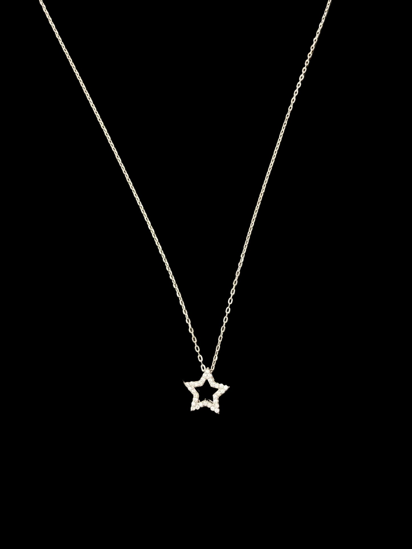 Sterling Silver Star Necklace CZ Stone NCZ10157