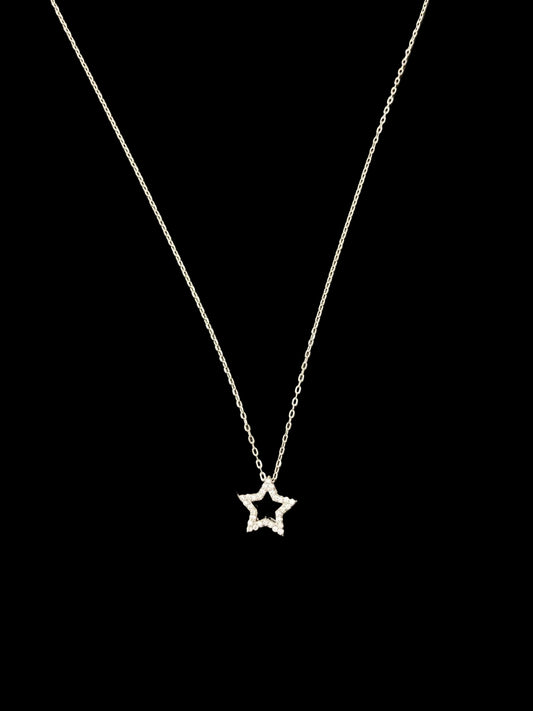 Sterling Silver Star Necklace CZ Stone NCZ10157