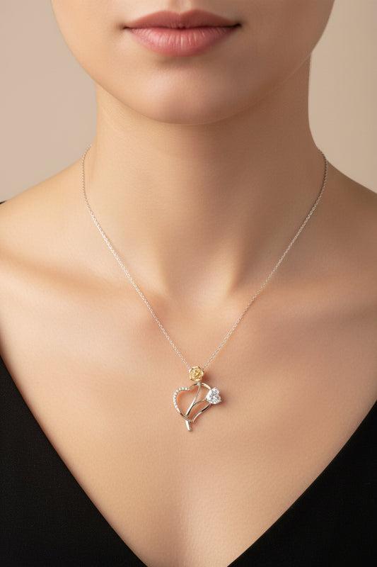 Sterling Silver Heart Shape Necklace CZ Stone NCZ10175