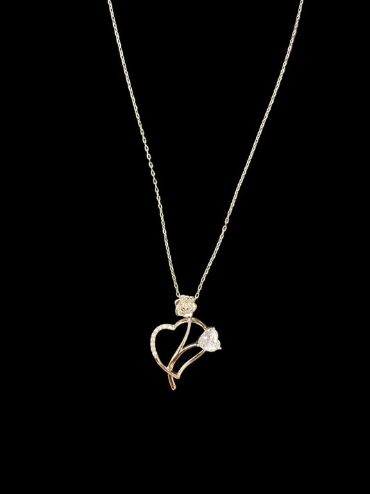 Sterling Silver Heart Shape Necklace CZ Stone NCZ10175