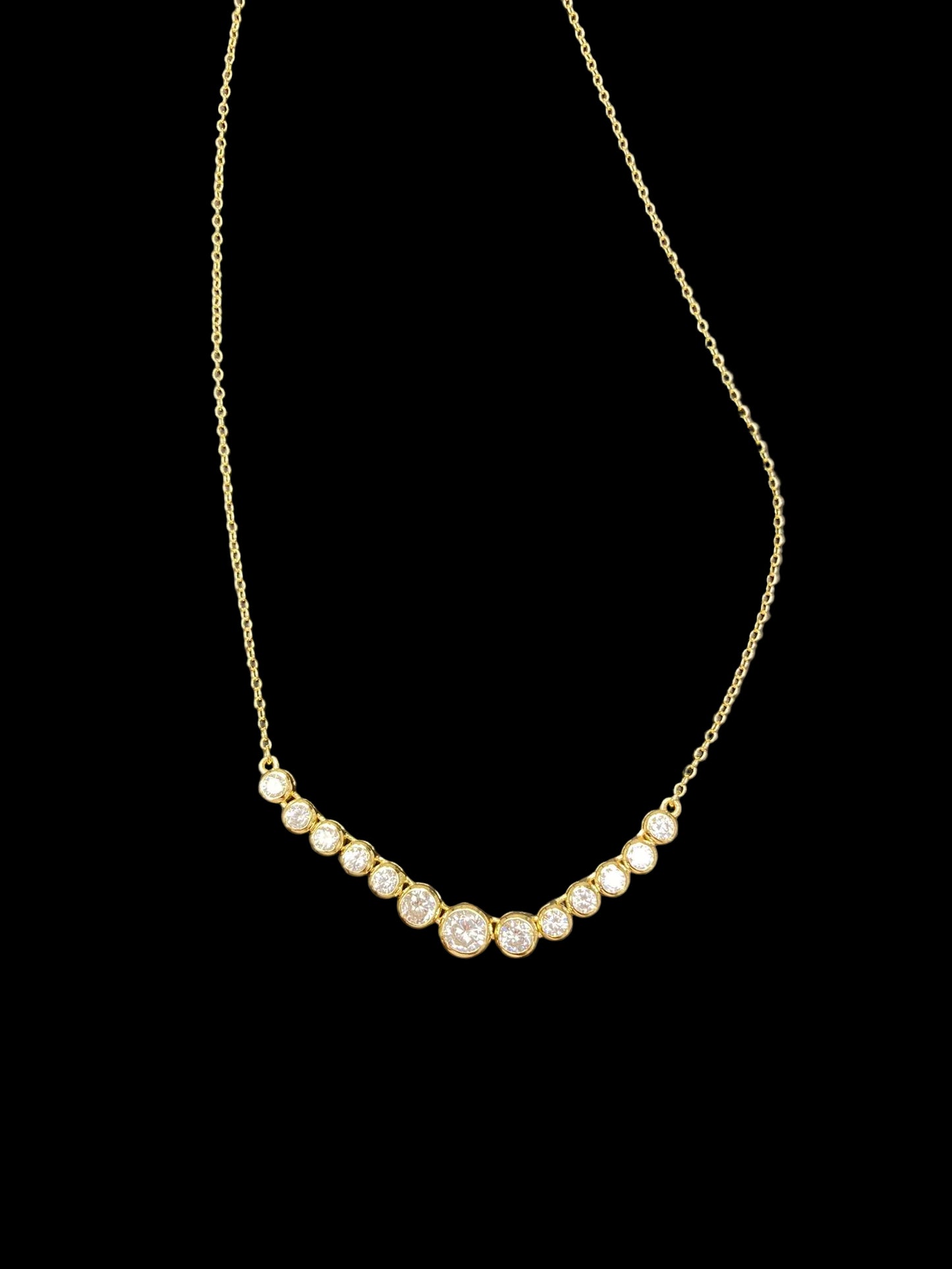 Sterling Silver Rubover Necklace CZ Stone NCZ10179