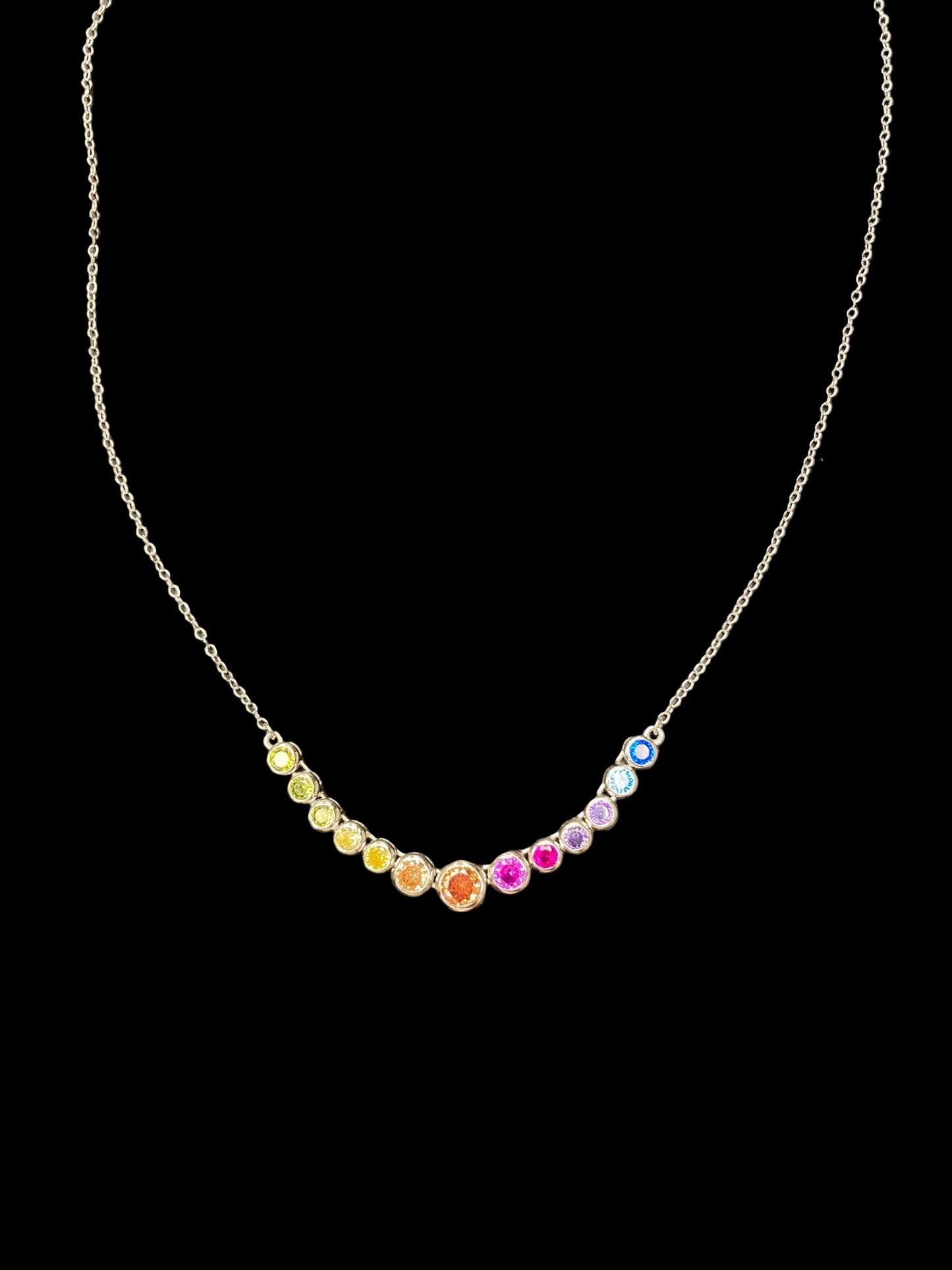 Sterling Silver Rubover Necklace CZ Stone NCZ10179