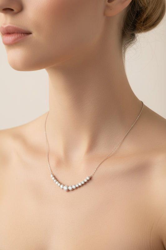 Sterling Silver Rubover Necklace CZ Stone NCZ10179