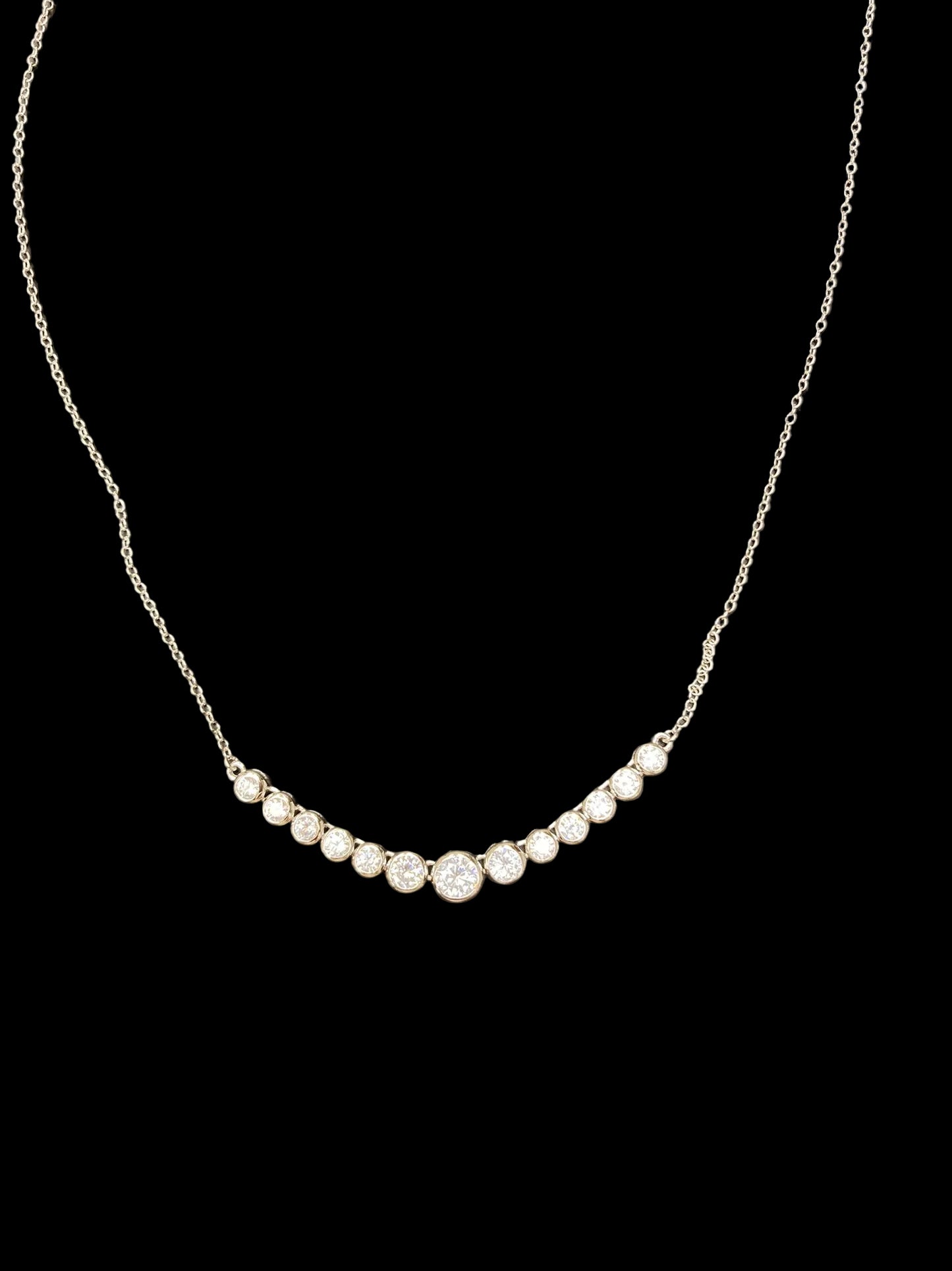 Sterling Silver Rubover Necklace CZ Stone NCZ10179