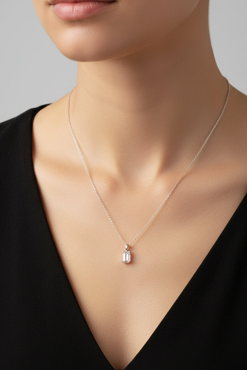 Sterling Silver Necklace CZ Stone NCZ10180
