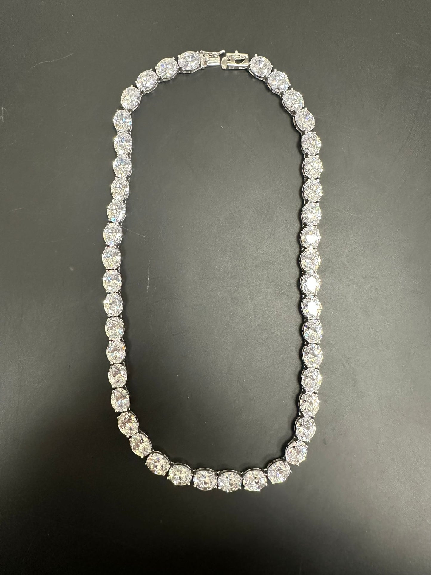 Sterling Silver Tennis Necklace 8 mm CZ Stone 18" NCZ33014