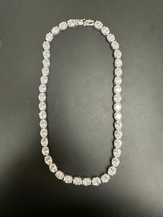 Sterling Silver Tennis Necklace 8 mm CZ Stone 18" NCZ33014
