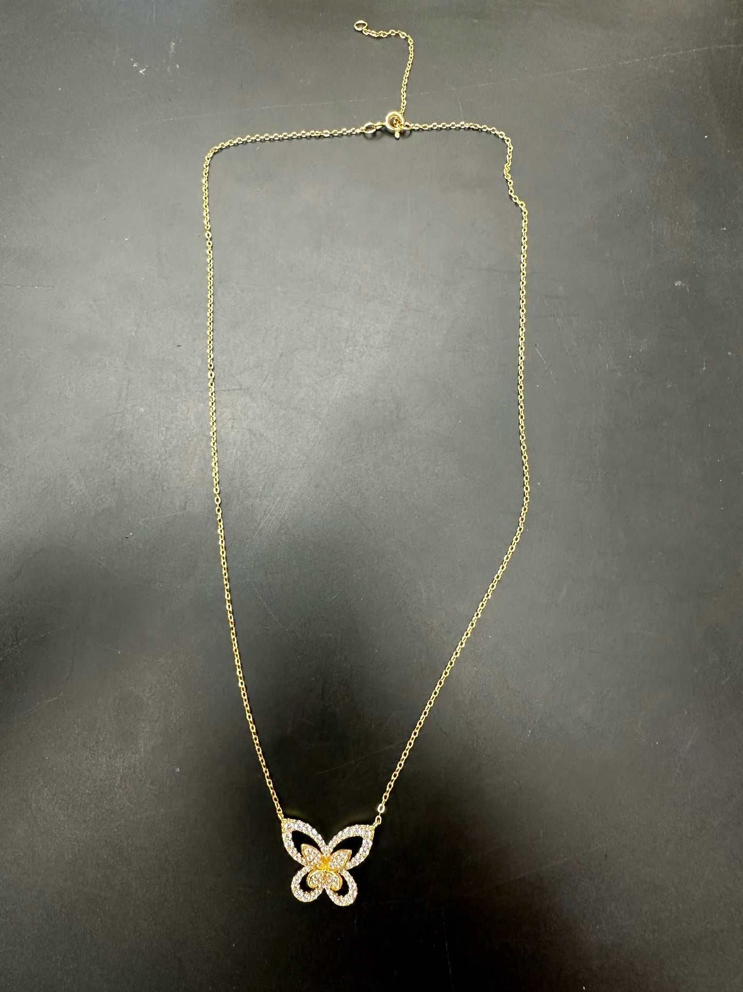 Sterling silver butterfly necklace NCZ1332 with a sparkling butterfly pendant on a delicate chain.