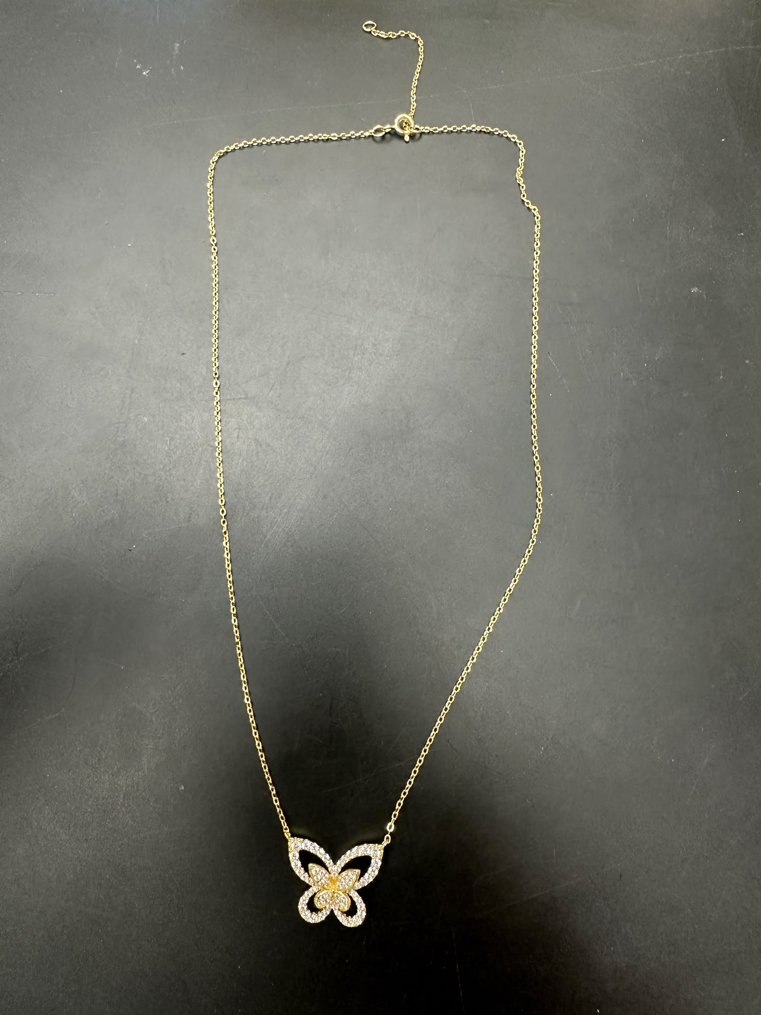 Sterling silver butterfly necklace NCZ1332 with a sparkling butterfly pendant on a delicate chain.
