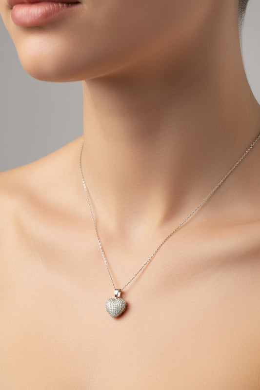 Sterling Silver Heart Shape Necklace NCZ210S