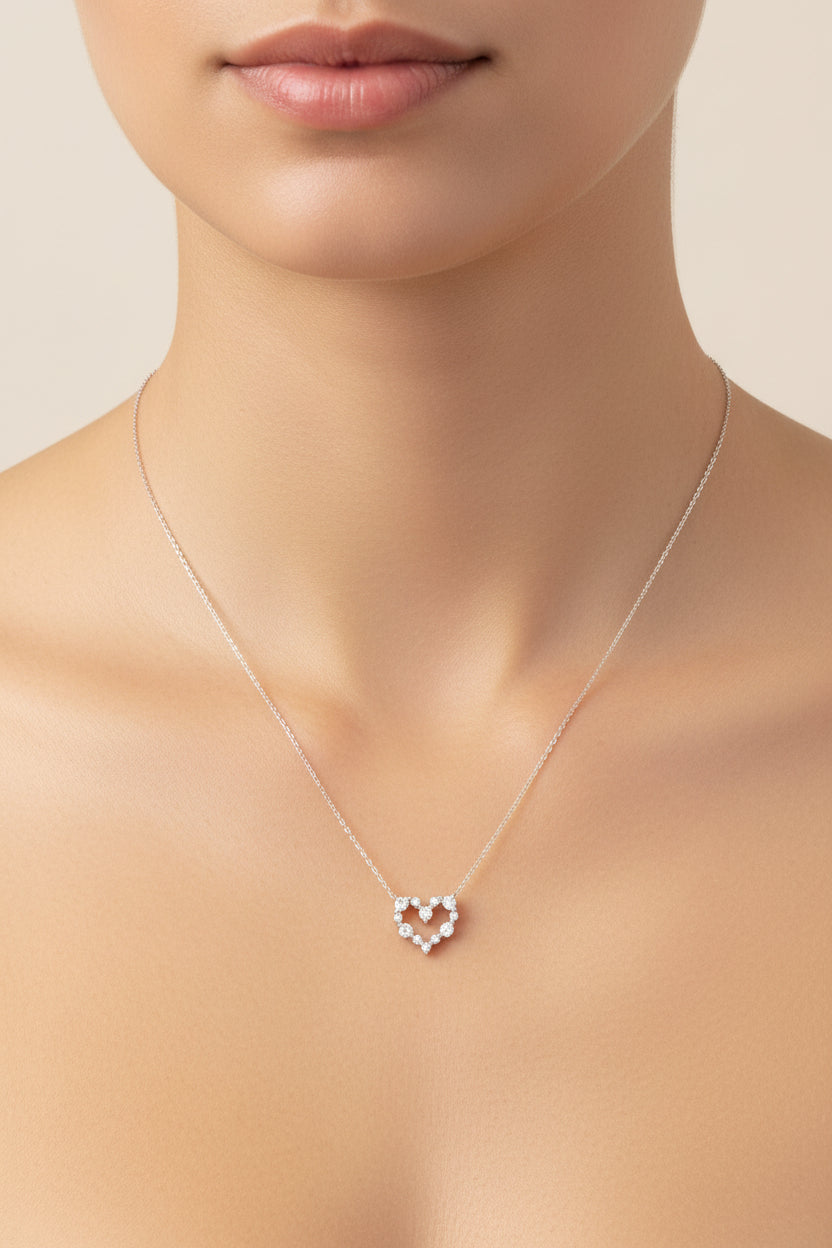 Sterling Silver Heart Shape Necklace NCZ220S