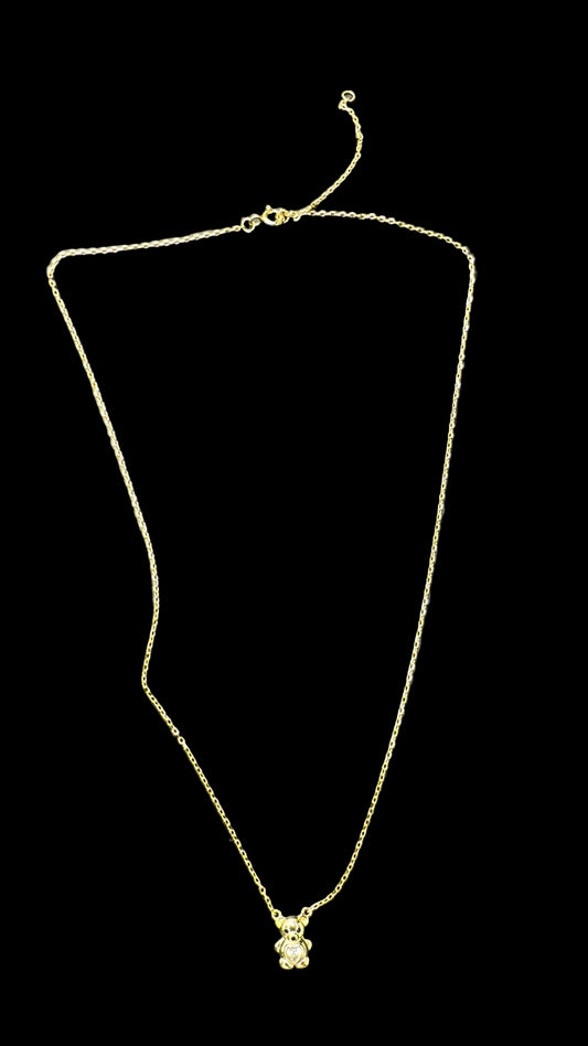 Gold plated sterling silver bear necklace NCZ2777 with a cute bear pendant, designed for elegance.