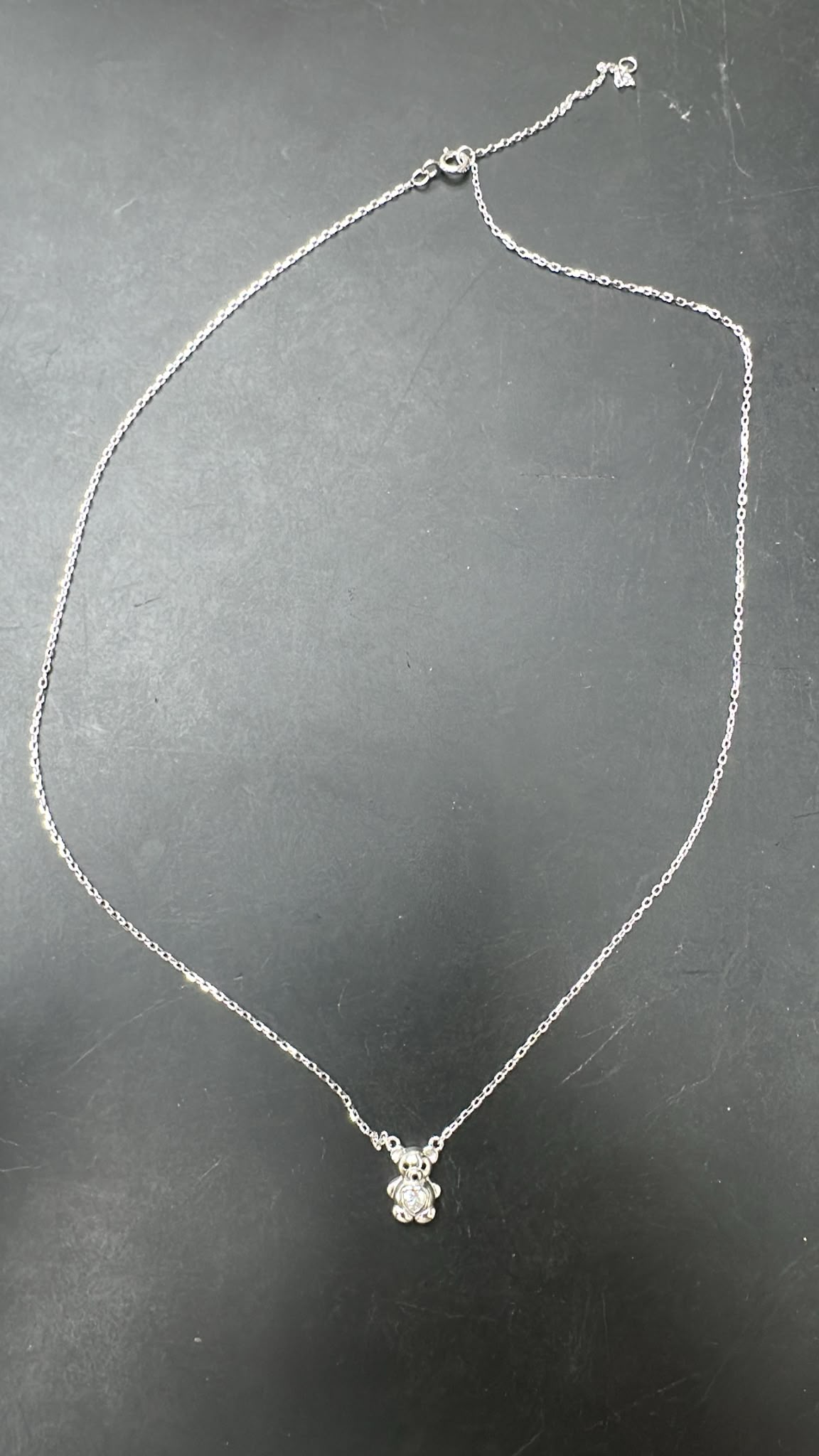 Sterling silver bear necklace NCZ2777 with a cute bear pendant on a delicate chain.