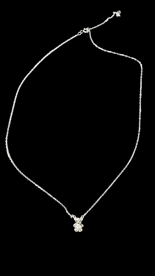 Sterling silver bear necklace NCZ2777 with a cute bear pendant on a delicate chain.