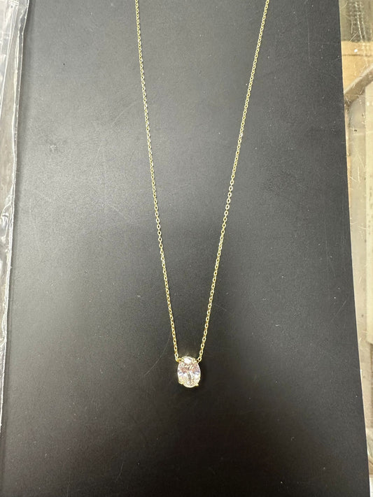 Sterling Silver Necklace CZ Oval Stone NCZ3301