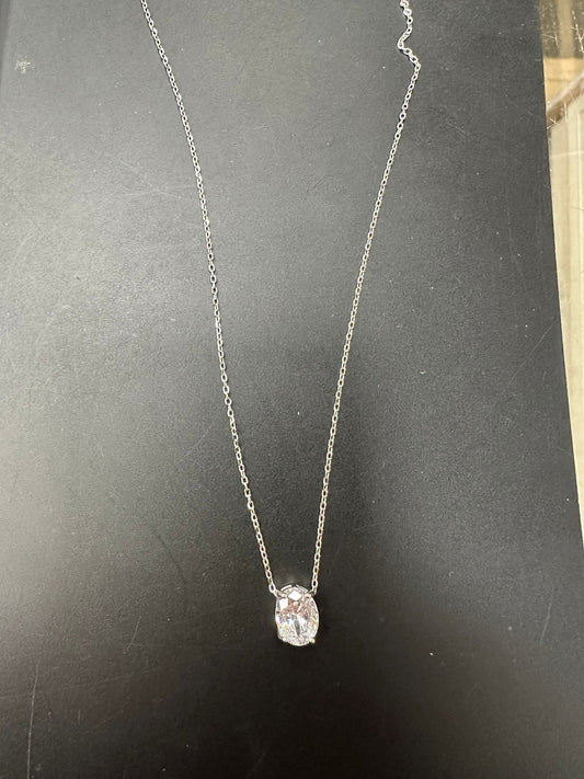 Sterling Silver Necklace CZ Oval Stone NCZ3301