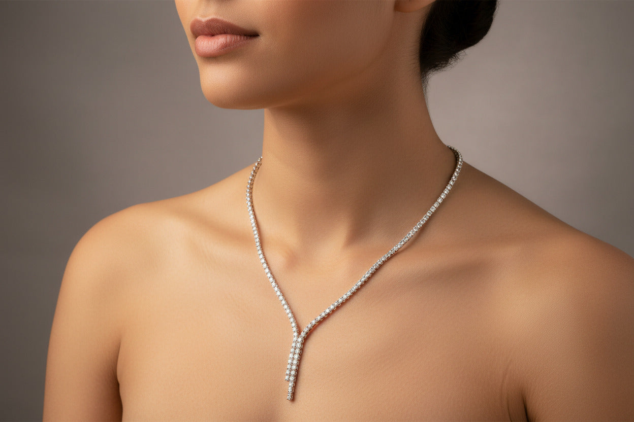 silver  necklace with cubic zircon
