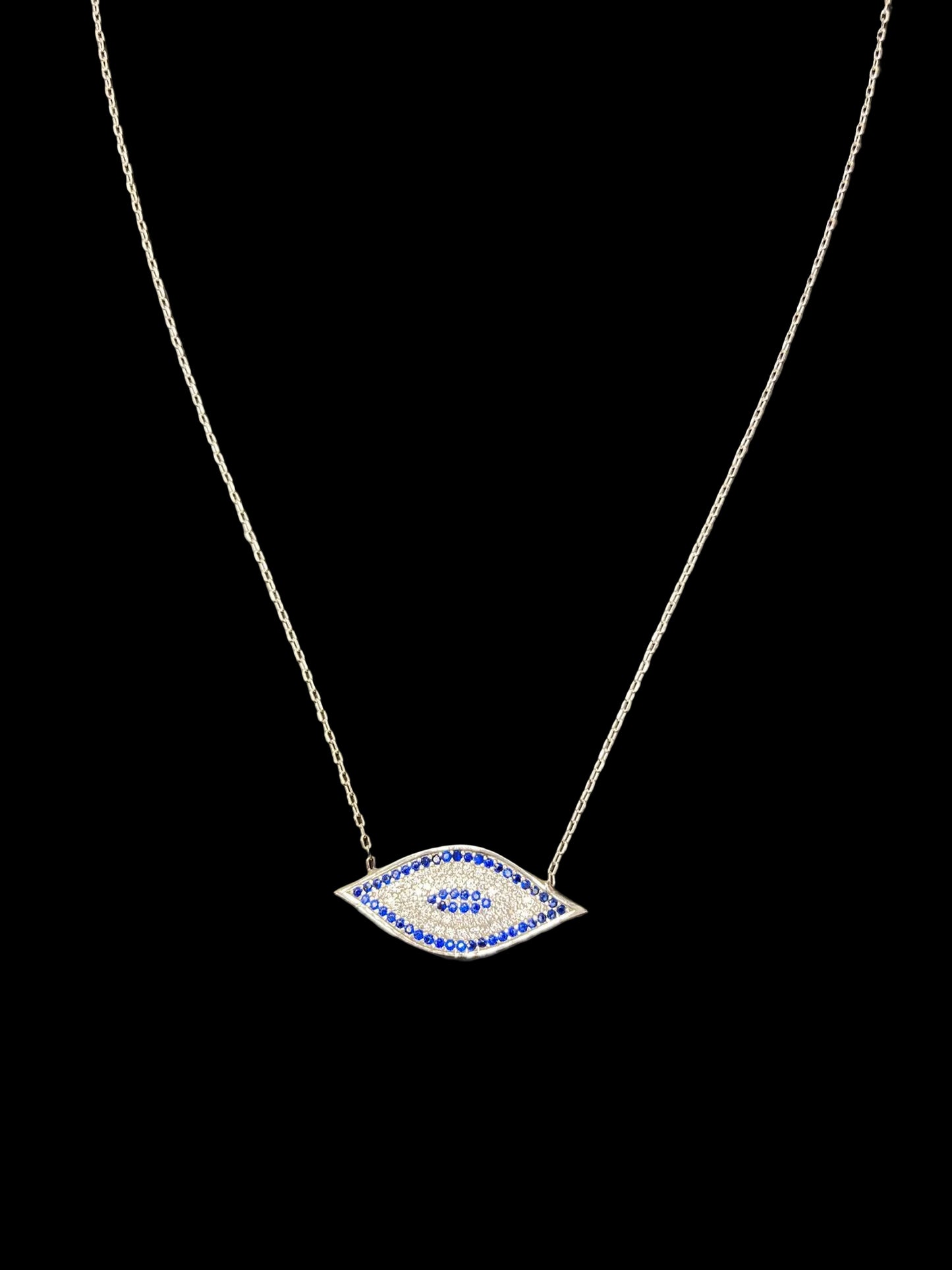 Sterling Silver Evil Eye Necklace CZ Stone NCZ3306